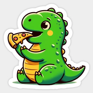 Cute Dinosaur Eating Pizza Sticker